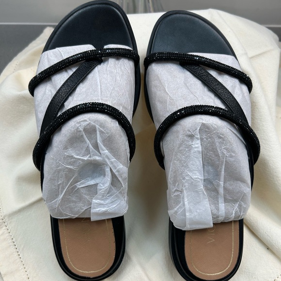 Vionic PRISM black sparkly leather sandals Sz 7 - Picture 8 of 9